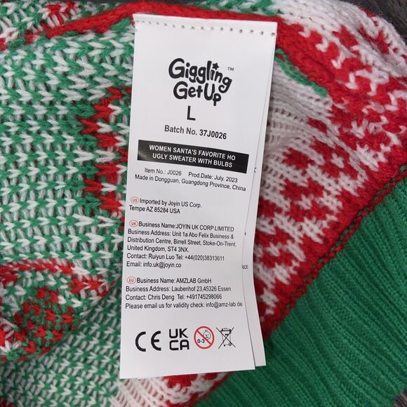 JOYIN Santat's Favorite Ho! Ugly Sweater Built-in Light Bulbs XL NWOT - Picture 16 of 16